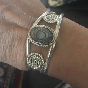 Silver & abalone cuff bracelet